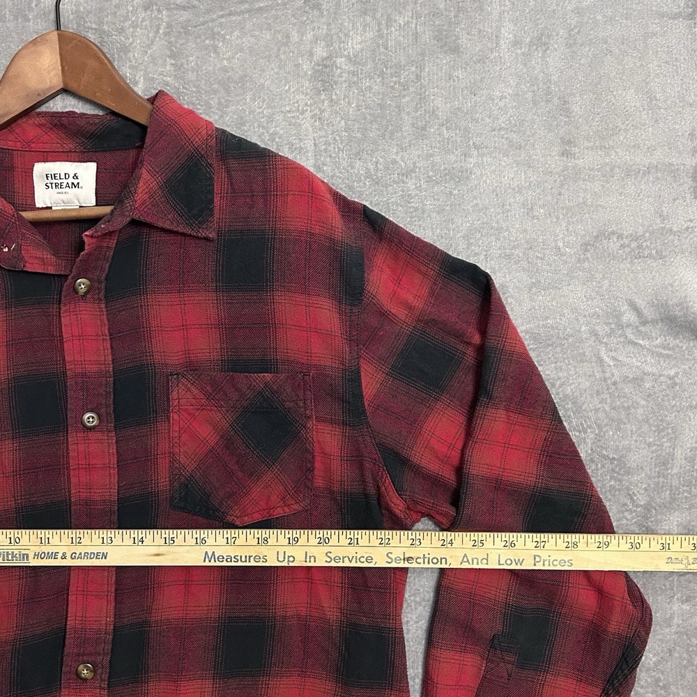 Field & Stream Men's XL Buffalo Plaid Flannel Shirt Red Black Button Up - Picture 6 of 9